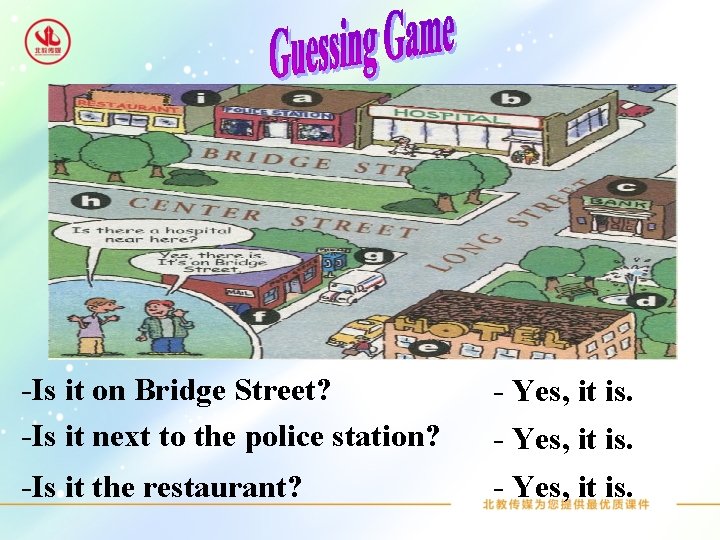 -Is it on Bridge Street? -Is it next to the police station? -Is it