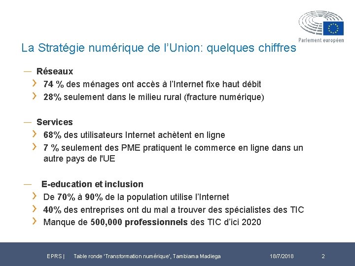 La Stratégie numérique de l’Union: quelques chiffres ― Réseaux 74 % des ménages ont