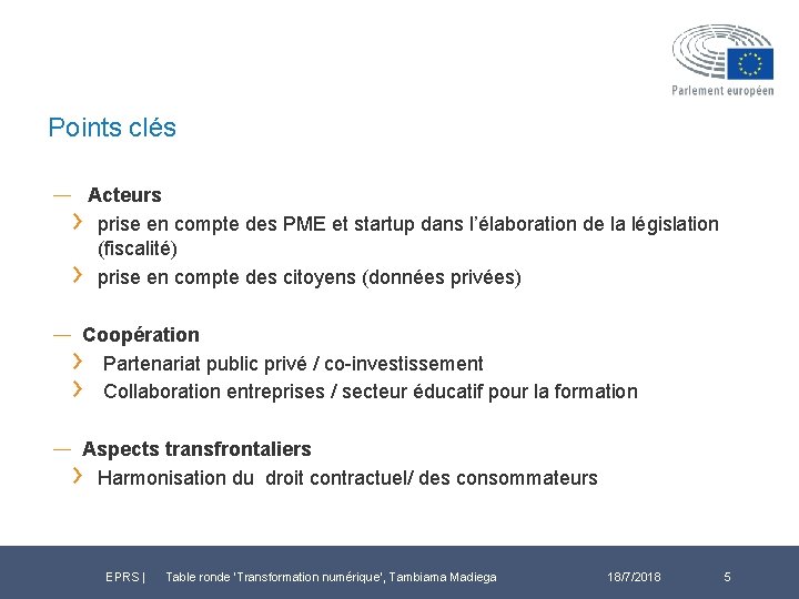 Points clés ― Acteurs prise en compte des PME et startup dans l’élaboration de