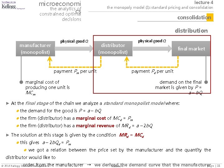 microeconomi the analytics of cs constrained optimal lecture 4 the monopoly model (I): standard