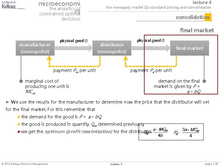 microeconomi the analytics of cs constrained optimal lecture 4 the monopoly model (I): standard