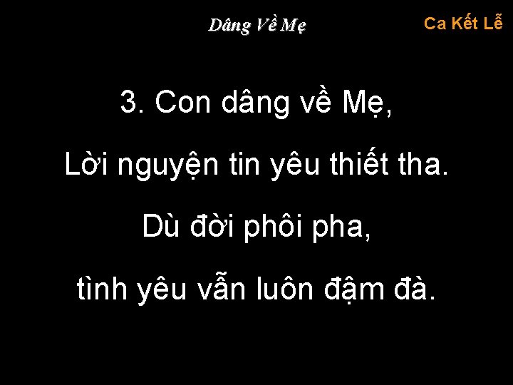 Dâng Về Mẹ Ca Kết Lễ 3. Con dâng về Mẹ, Lời nguyện tin