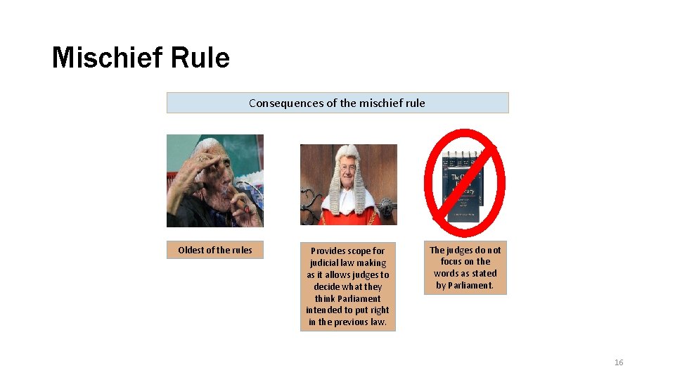 Mischief Rule Consequences of the mischief rule Oldest of the rules Provides scope for