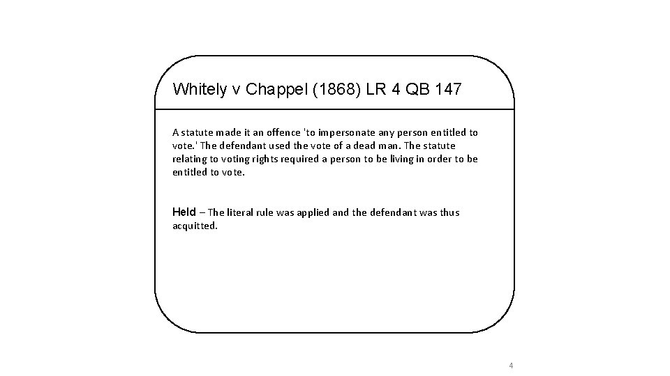 Whitely v Chappel (1868) LR 4 QB 147 A statute made it an offence