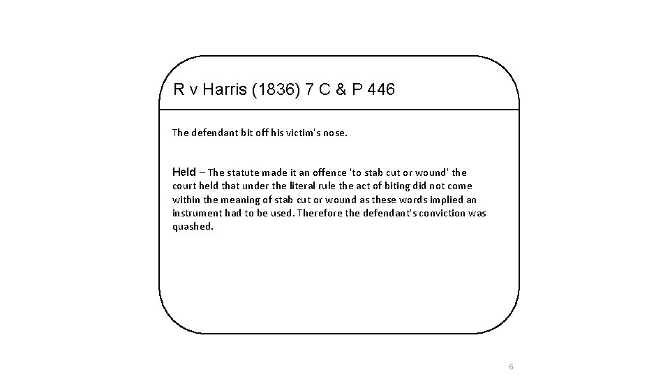 R v Harris (1836) 7 C & P 446 The defendant bit off his