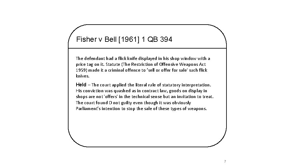 Fisher v Bell [1961] 1 QB 394 The defendant had a flick knife displayed