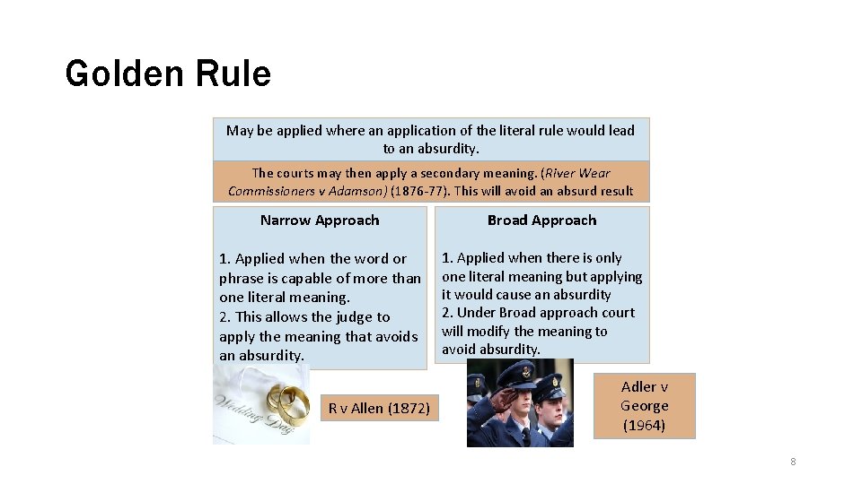 Golden Rule May be applied where an application of the literal rule would lead