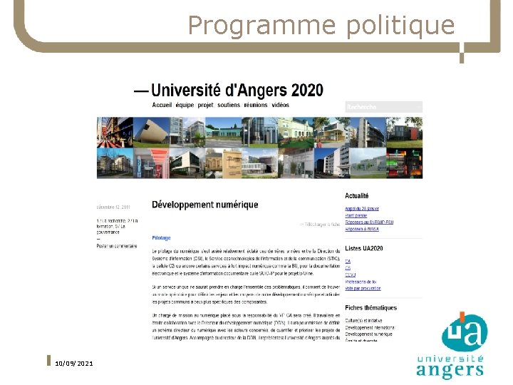 Programme politique 10/09/2021 