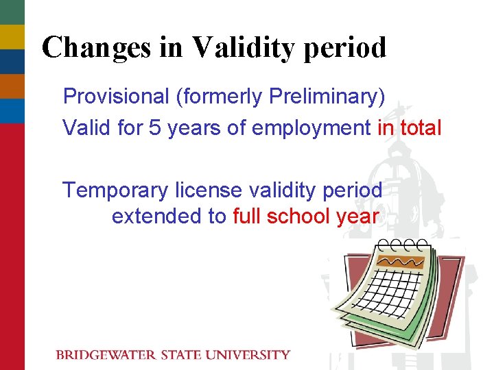 Changes in Validity period Provisional (formerly Preliminary) Valid for 5 years of employment in Changes in Validity period Provisional (formerly Preliminary) Valid for 5 years of employment in