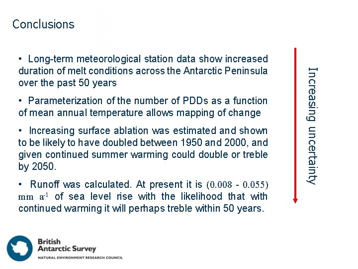 Conclusions • Parameterization of the number of PDDs as a function of mean annual