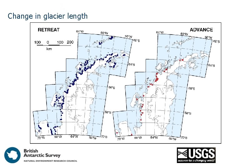 Change in glacier length 