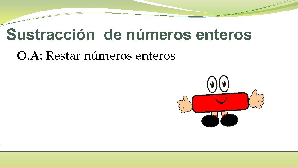 Sustracción de números enteros O. A: Restar números enteros 