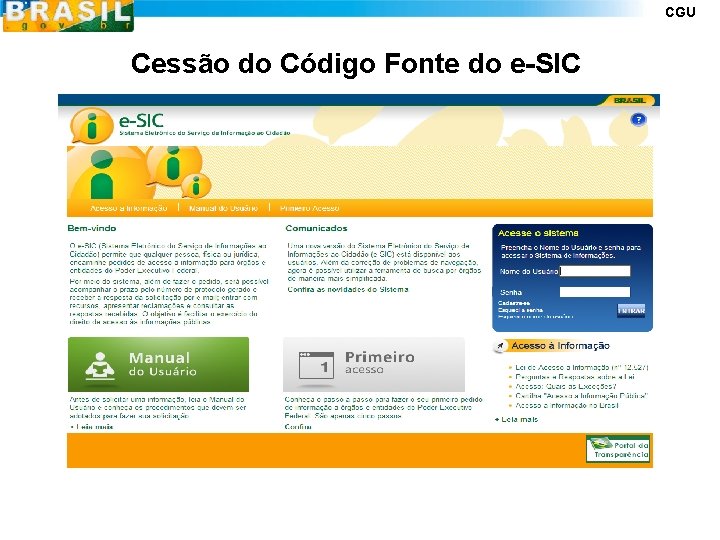 CGU Cessão do Código Fonte do e-SIC 