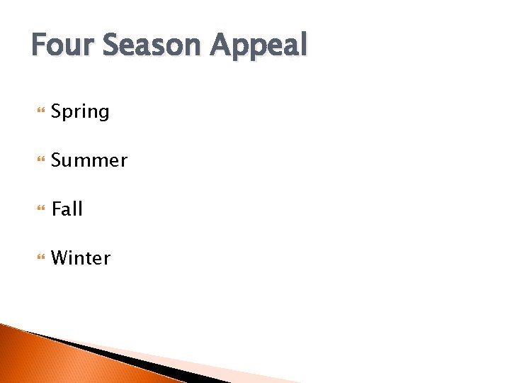 Four Season Appeal Spring Summer Fall Winter 