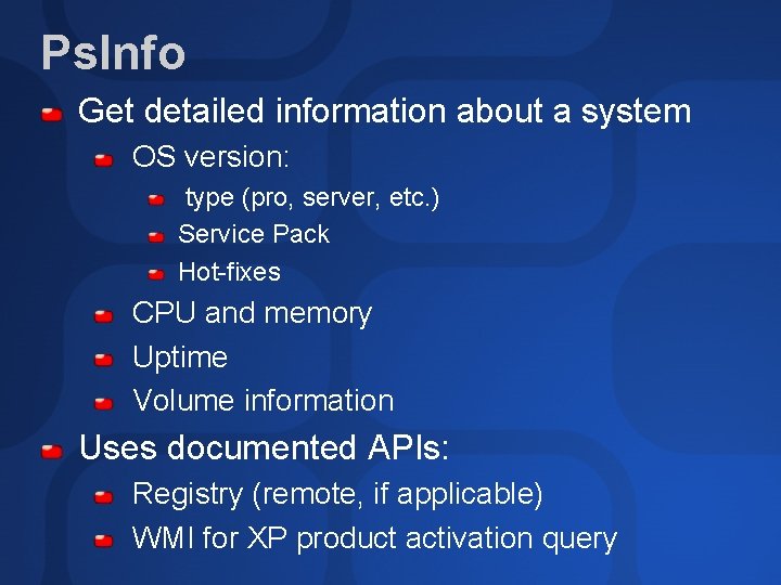 Ps. Info Get detailed information about a system OS version: type (pro, server, etc.