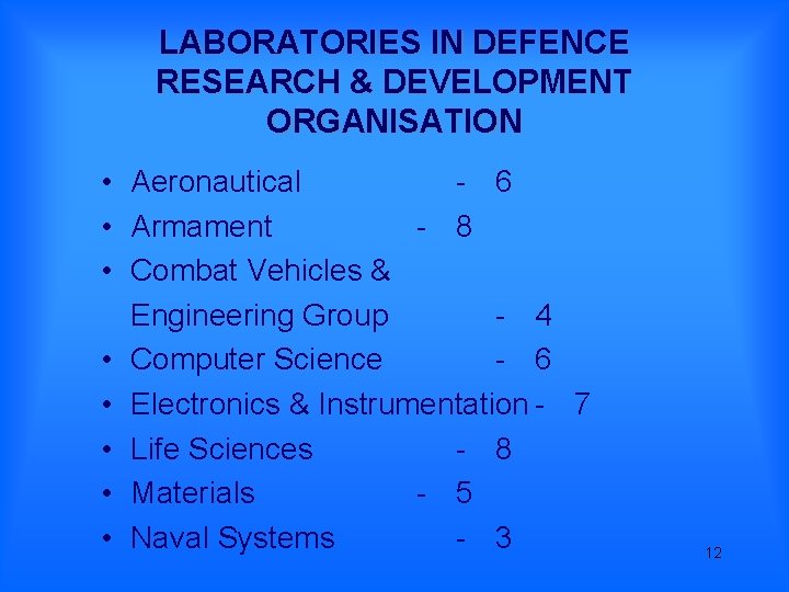 LABORATORIES IN DEFENCE RESEARCH & DEVELOPMENT ORGANISATION • Aeronautical - 6 • Armament -