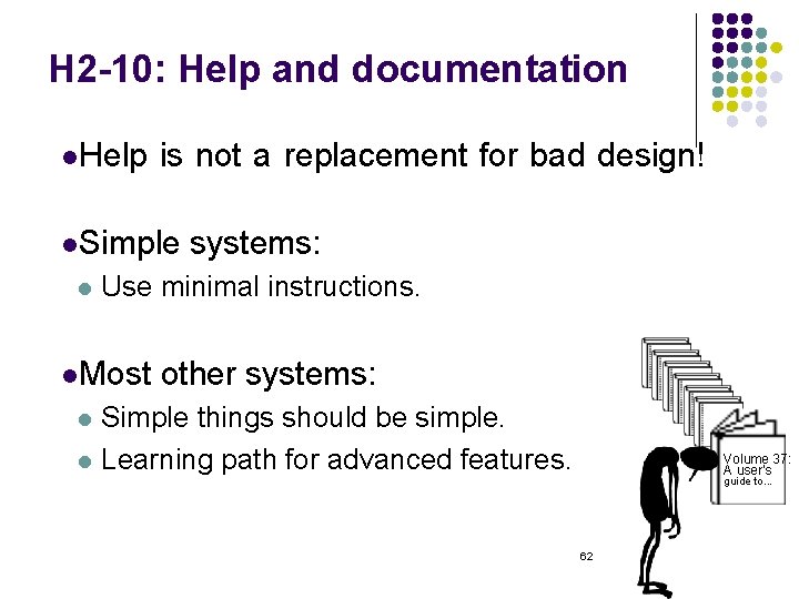 H 2 -10: Help and documentation l. Help is not a replacement for bad