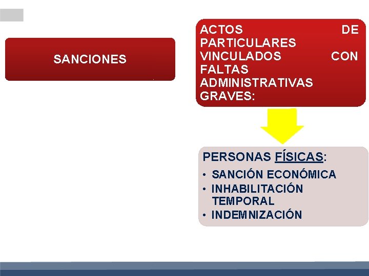 SANCIONES ACTOS PARTICULARES VINCULADOS FALTAS ADMINISTRATIVAS GRAVES: DE CON PERSONAS FÍSICAS: • SANCIÓN ECONÓMICA