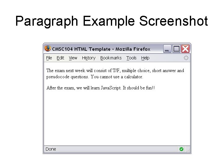 Paragraph Example Screenshot 