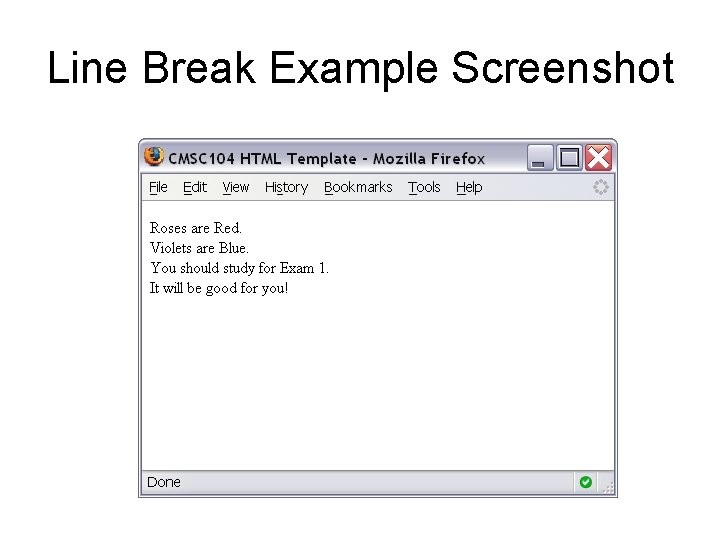 Line Break Example Screenshot 