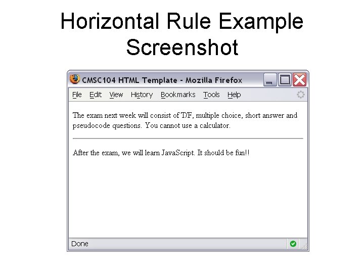Horizontal Rule Example Screenshot 