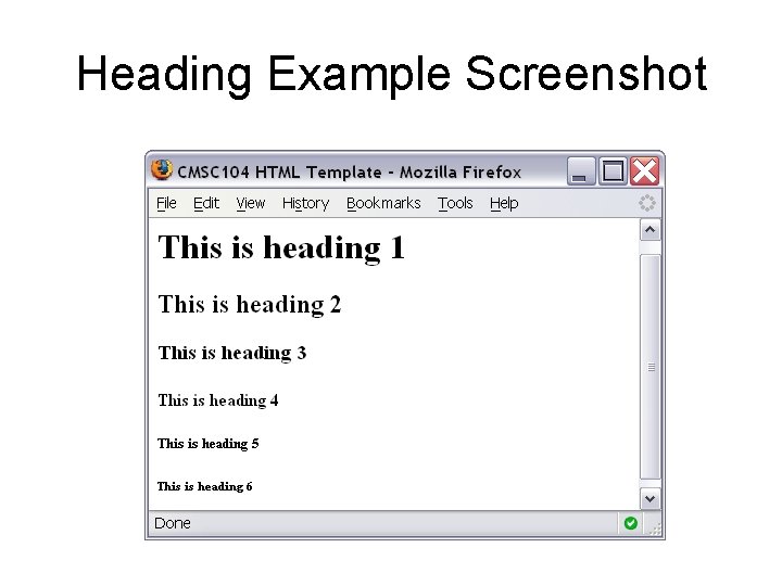 Heading Example Screenshot 