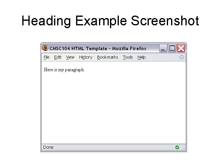 Heading Example Screenshot 
