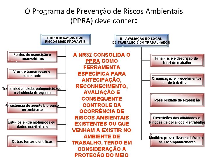 O Programa de Prevenção de Riscos Ambientais (PPRA) deve conter: I - IDENTIFICAÇÃO DOS