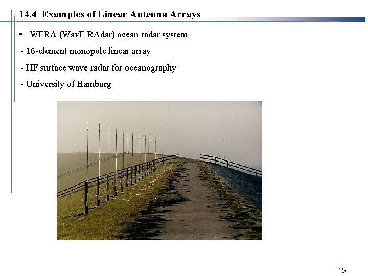 14. 4 Examples of Linear Antenna Arrays § WERA (Wav. E RAdar) ocean radar