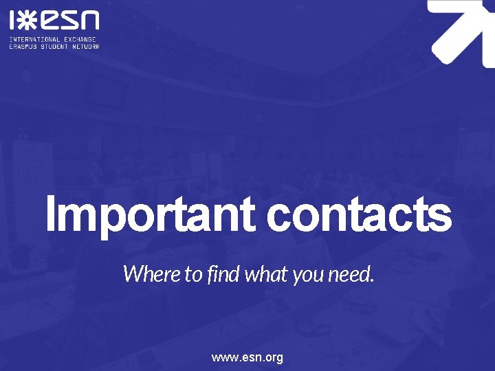 Important contacts Where to find what you need. www. esn. org 