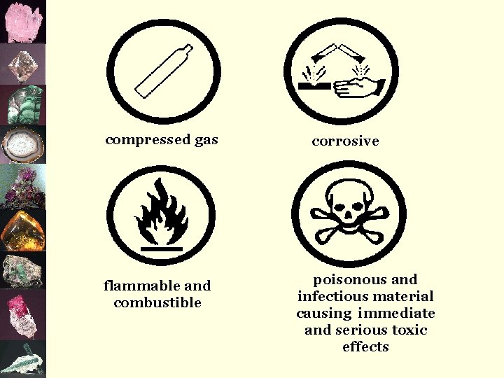 compressed gas flammable and combustible corrosive poisonous and infectious material causing immediate and serious