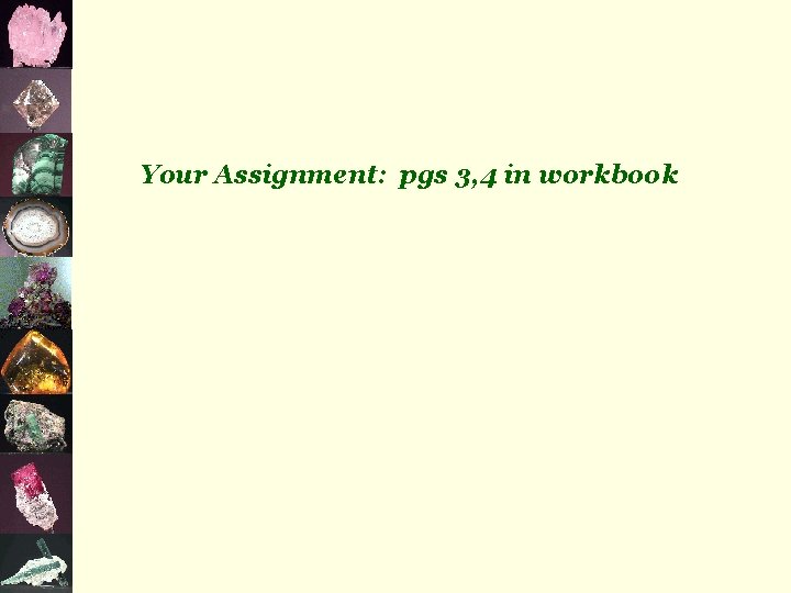 Your Assignment: pgs 3, 4 in workbook 