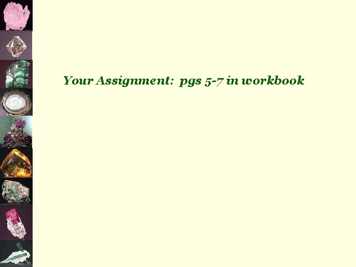 Your Assignment: pgs 5 -7 in workbook 