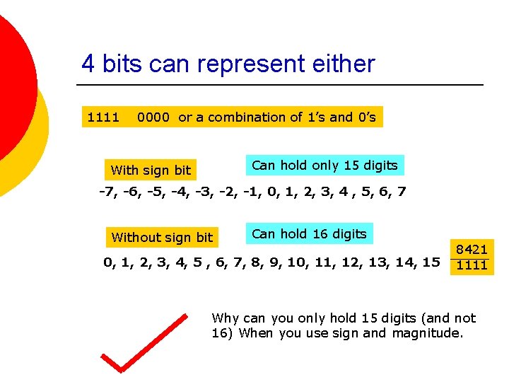 4 bits can represent either 1111 0000 or a combination of 1’s and 0’s
