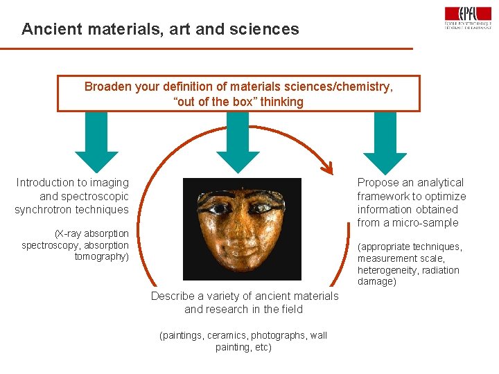 Ancient materials, art and sciences 6 Broaden your definition of materials sciences/chemistry, “out of
