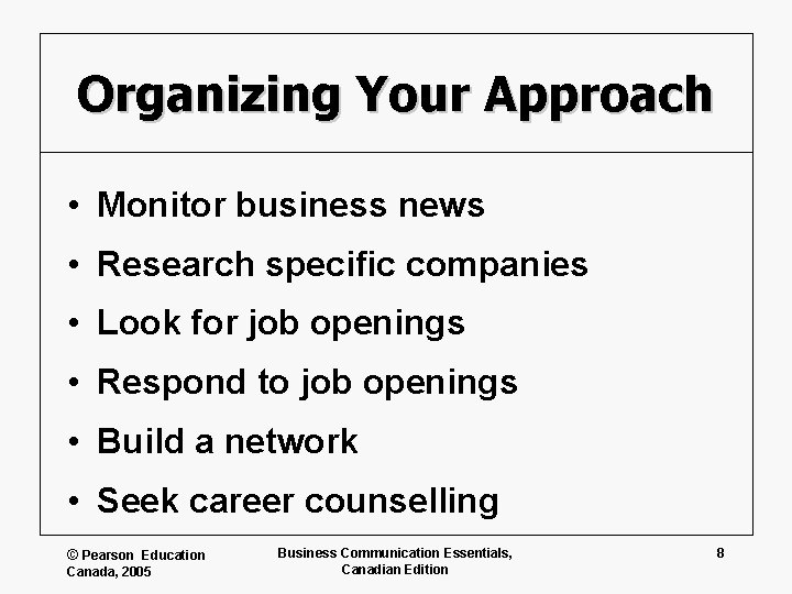 Organizing Your Approach • Monitor business news • Research specific companies • Look for