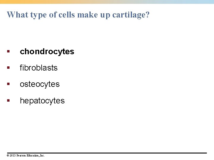 What type of cells make up cartilage? § chondrocytes § fibroblasts § osteocytes §