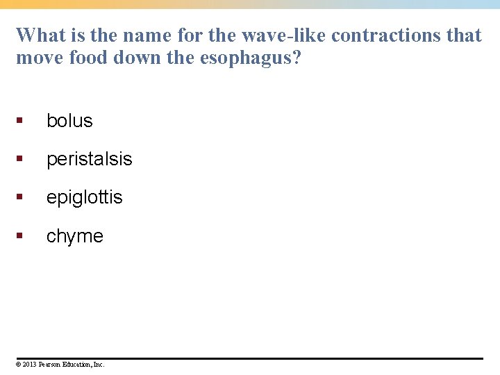 What is the name for the wave-like contractions that move food down the esophagus?