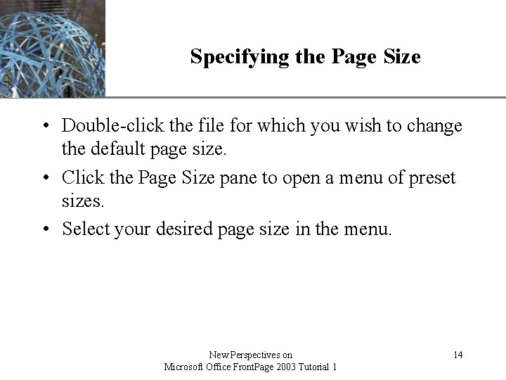 Specifying the Page Size XP • Double-click the file for which you wish to