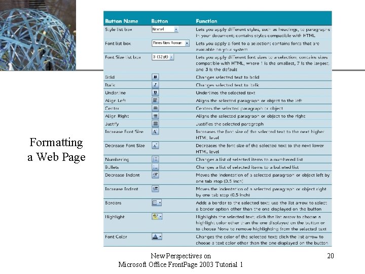 XP Formatting a Web Page New Perspectives on Microsoft Office Front. Page 2003 Tutorial