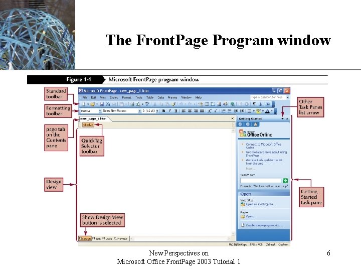 XP The Front. Page Program window New Perspectives on Microsoft Office Front. Page 2003