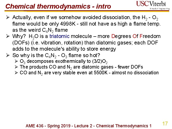 Chemical thermodynamics - intro Ø Actually, even if we somehow avoided dissociation, the H