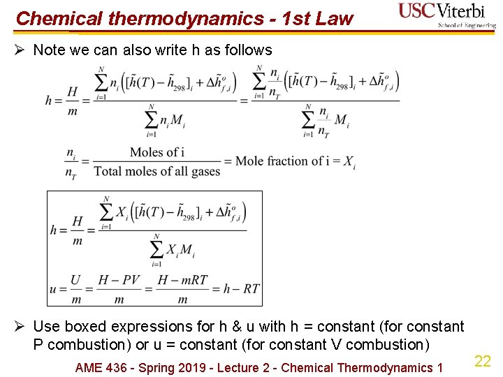 Chemical thermodynamics - 1 st Law Ø Note we can also write h as Chemical thermodynamics - 1 st Law Ø Note we can also write h as