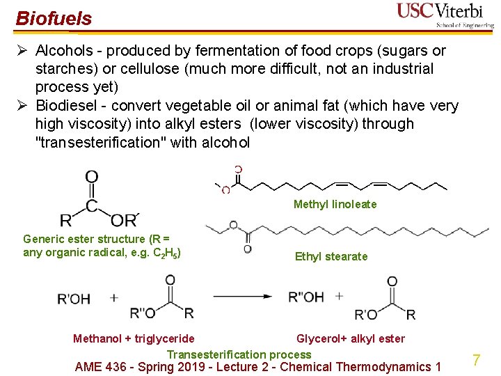 Biofuels Ø Alcohols - produced by fermentation of food crops (sugars or starches) or