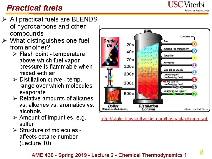 Practical fuels Ø All practical fuels are BLENDS of hydrocarbons and other compounds Ø