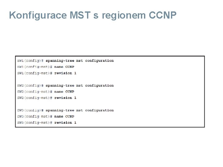 Konfigurace MST s regionem CCNP 