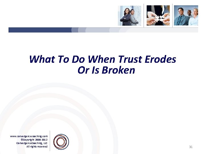 What To Do When Trust Erodes Or Is Broken www. convergencecoaching. com ©Copyright 2000