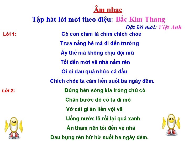  m nhạc Tập hát lời mới theo điệu: Bắc Kim Thang Đặt lời