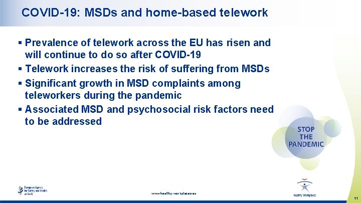 COVID-19: MSDs and home-based telework § Prevalence of telework across the EU has risen