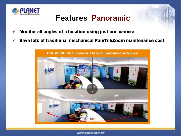 Features Panoramic ü Monitor all angles of a location using just one camera ü